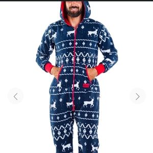 TipsyElves- Men's Blue Reindeer Onesie